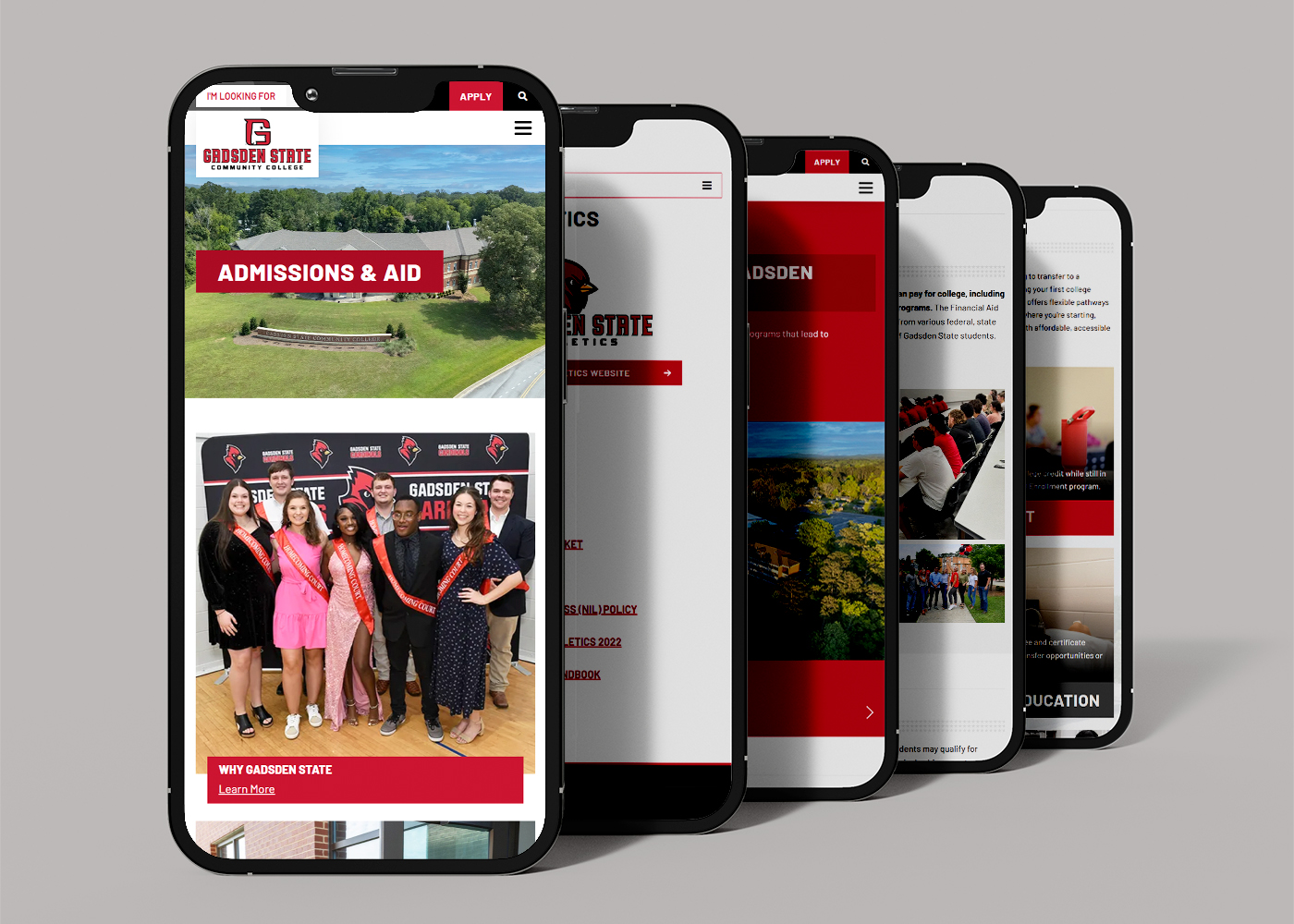 Gadsden State Community College homepage on phone